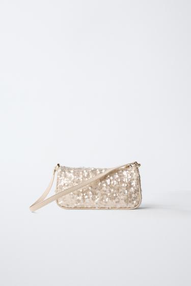 SAC ÉPAULETTE À PAILLETTES - Blanc écru de Zara - Image 4