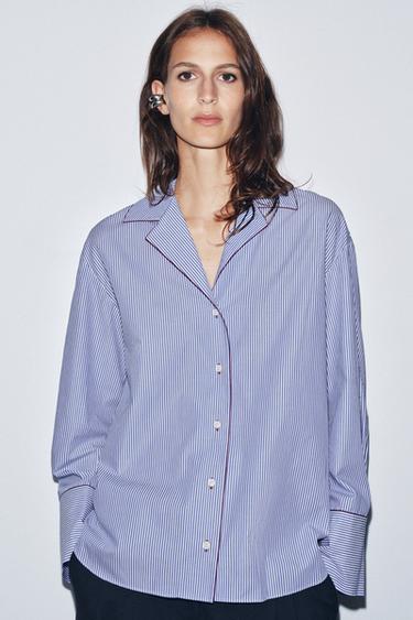 CHEMISE LISERÉS CONTRASTE ZW COLLECTION - Bleu / Blanc de Zara - Image 1