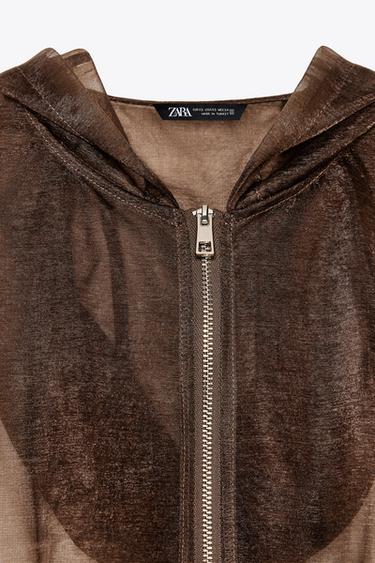 BLOUSON À CAPUCHE EN ORGANZA - Marron de Zara - Image 10