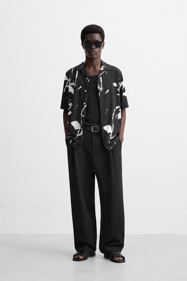 ABSTRACT PRINT STRETCH SHIRT - Black by Zara - Image 0