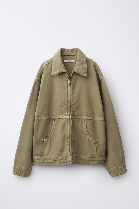 SOBRECAMISA SARGA EFECTO LAVADO - Khaki de Zara - Imagen 0