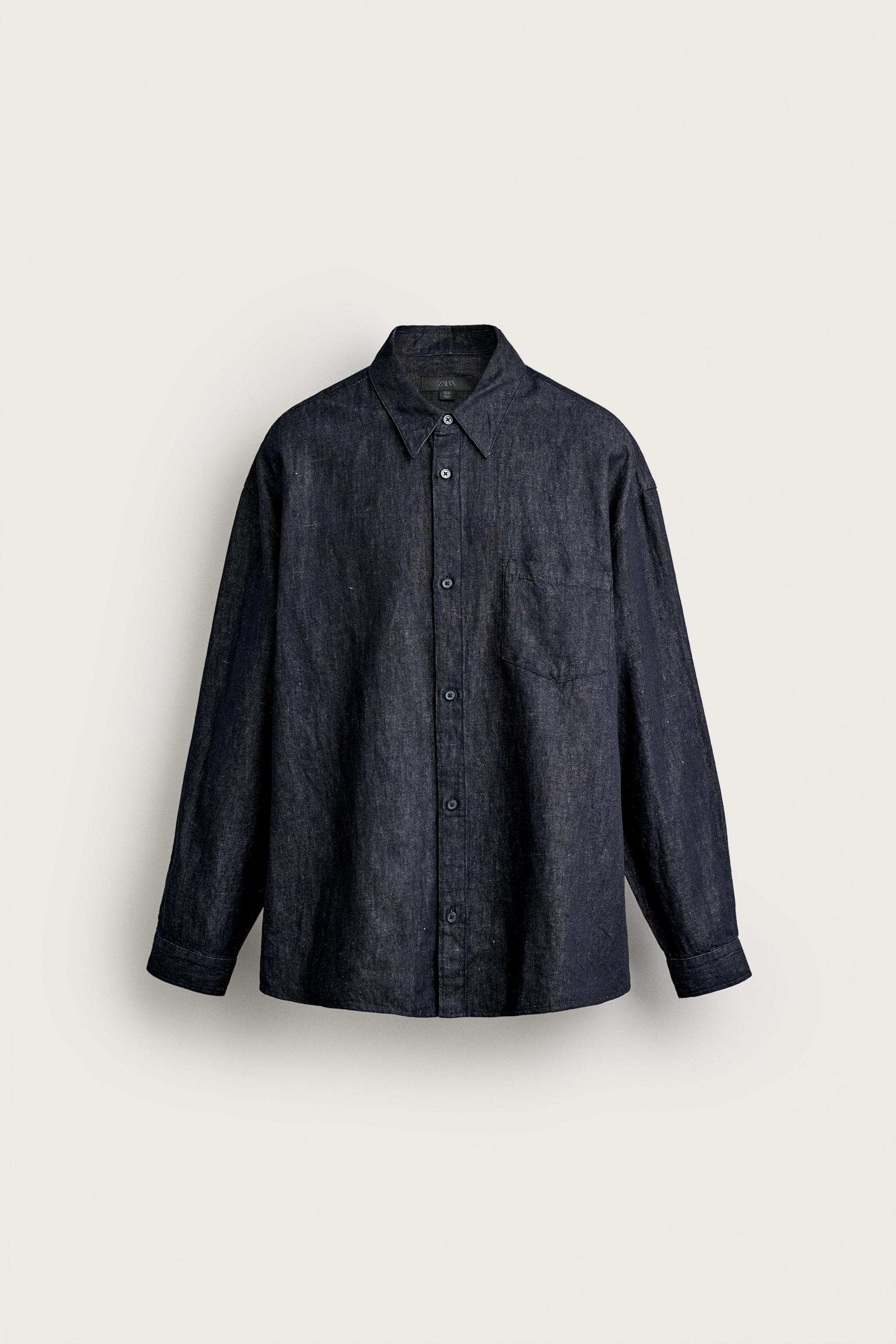 Мужские рубашки Zara RELAXED FIT LIGHTWEIGHT DENIM SHIRT — фото 6