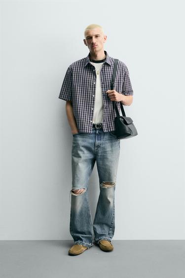 RELAXED FIT CHECK SHIRT - Blue by Zara - Image 0