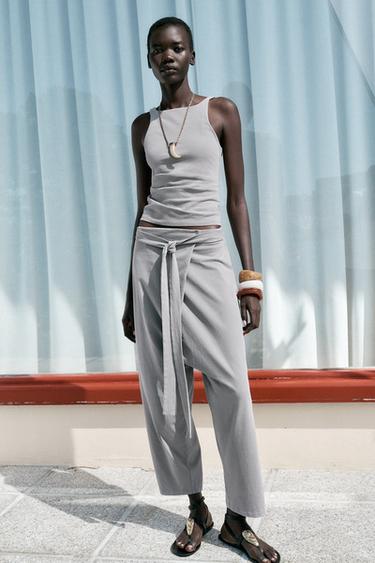 FADED PLEATED TOP - Blue / Grey by Zara - Image 0