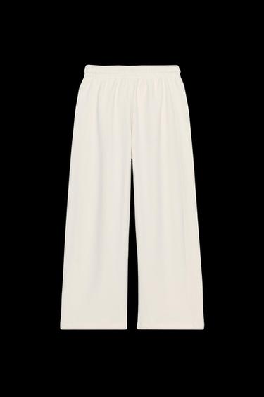 WEITE HOSE AUS FESTEM STOFF - Cremefarben von Zara