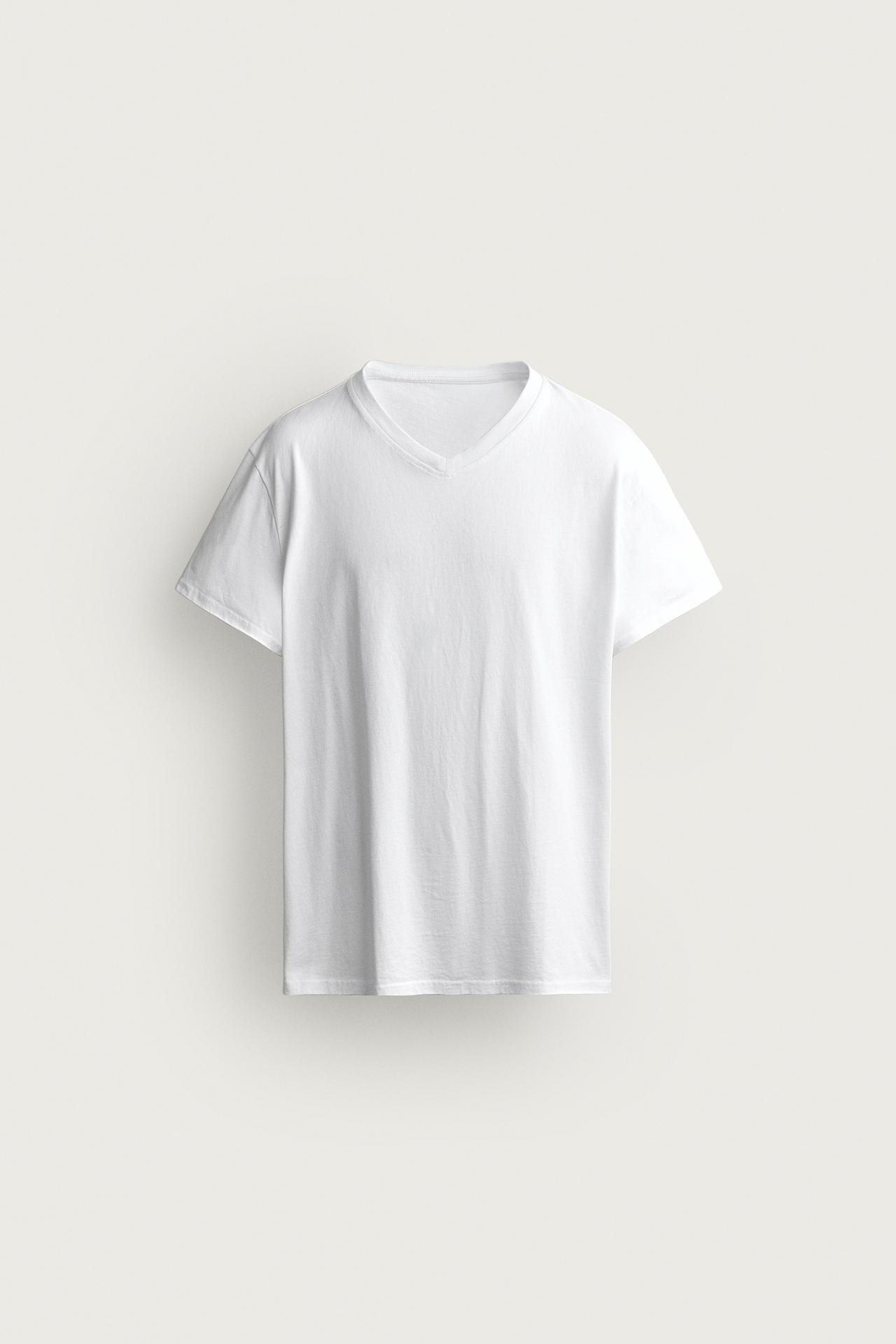 RELAXED FIT V-NECK T-SHIRT — White