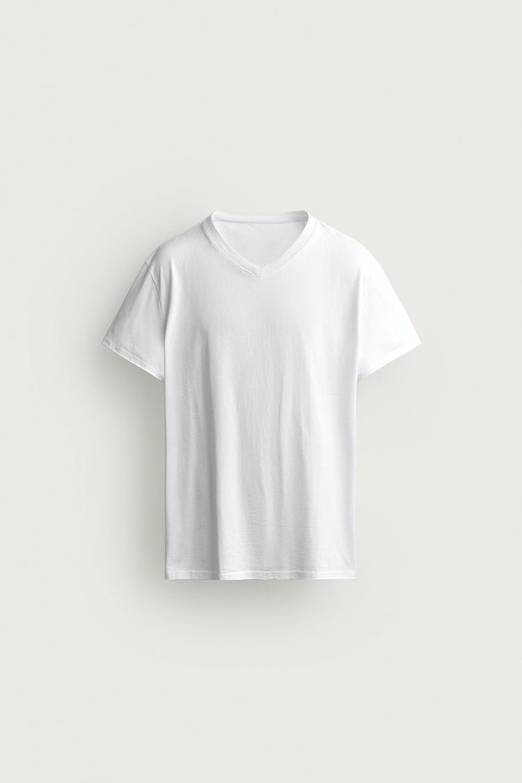 RELAXED FIT V-NECK T-SHIRT — White