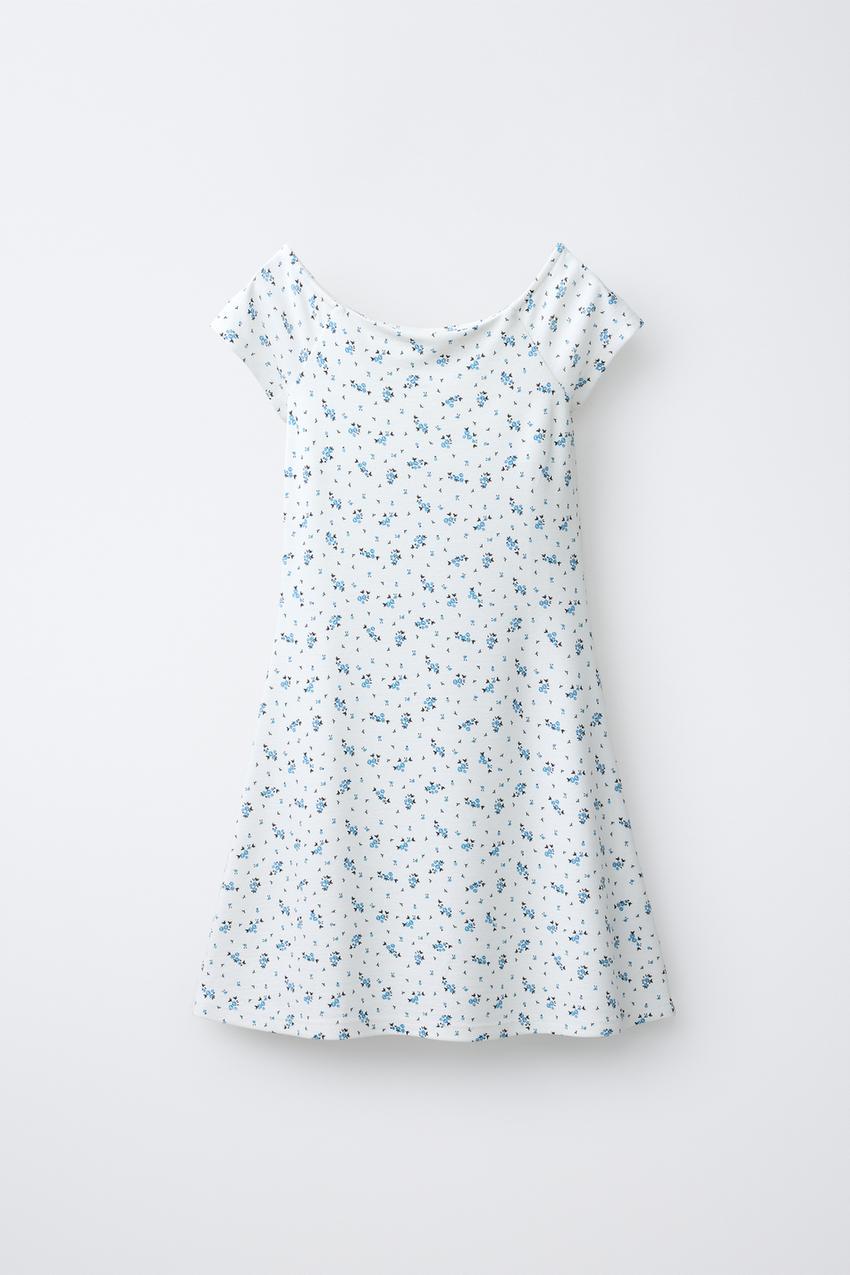 PRINTED ROMAN KNIT DRESS - Blue / White | ZARA United States