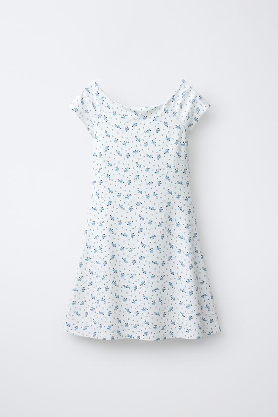 VESTIDO PUNTO ROMA ESTAMPADO - Azul / Blanco de Zara - Imagen 0