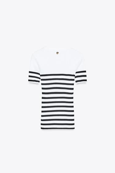 T-SHIRT RAYÉ AVEC FERMOIR ZARA - rayures de Zara - Image 4