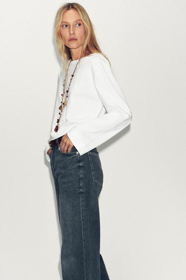 T-SHIRT COL BATEAU - Blanc de Zara - Image 2