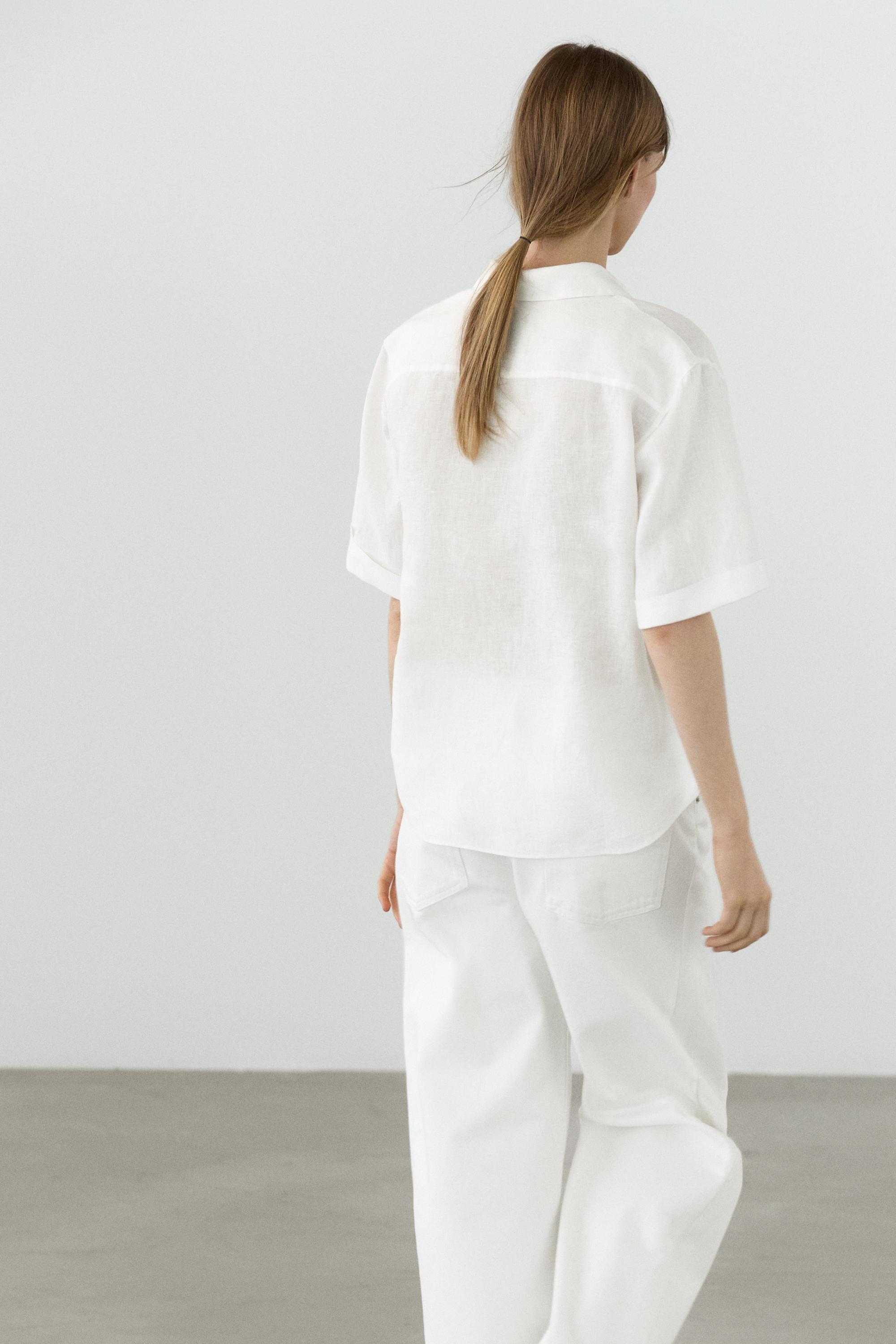Short sleeve linen polo shirt