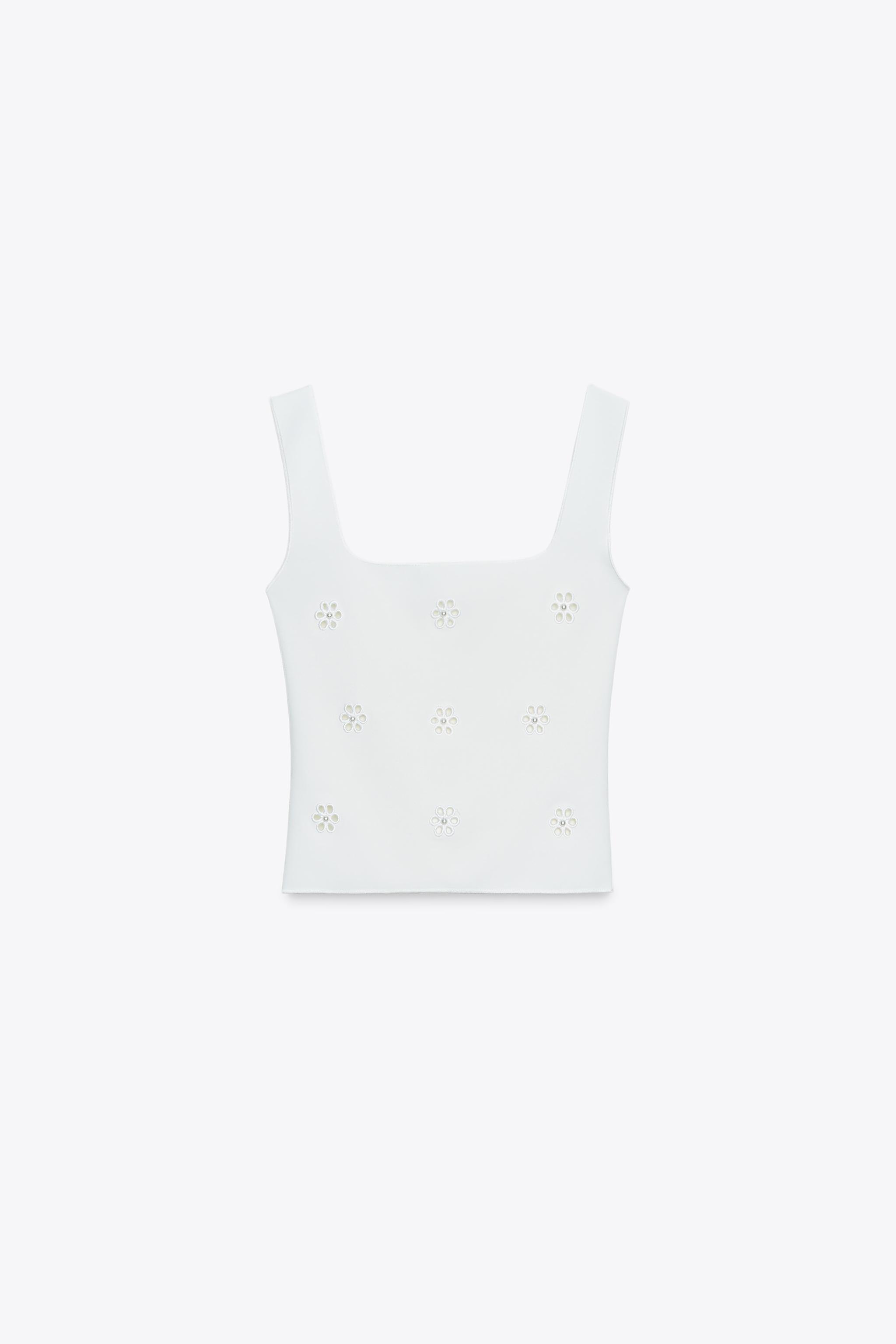 TOP STRETCH BRODERIES FLEURS