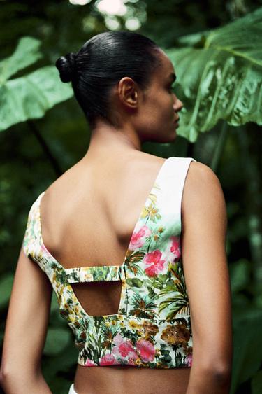 PRINTED KNOT CROP TOP - Multicoloured by Zara - Image 3