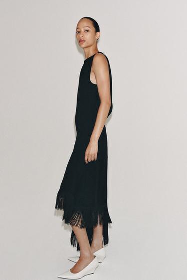 ROBE ASYMÉTRIQUE À FRANGES ZW COLLECTION - Noir de Zara - Image 8