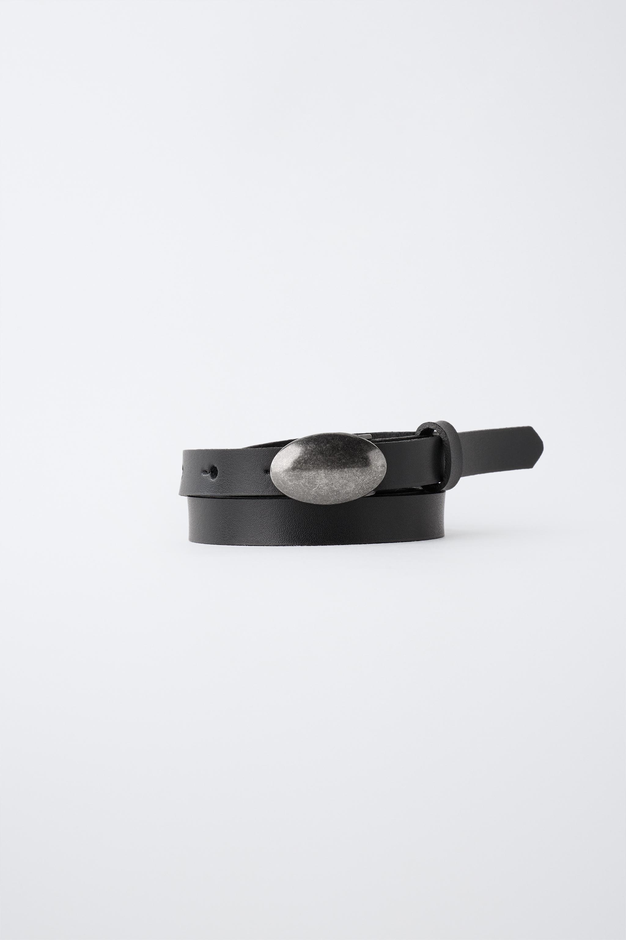 100% LEATHER OVAL BUCKLE BELT