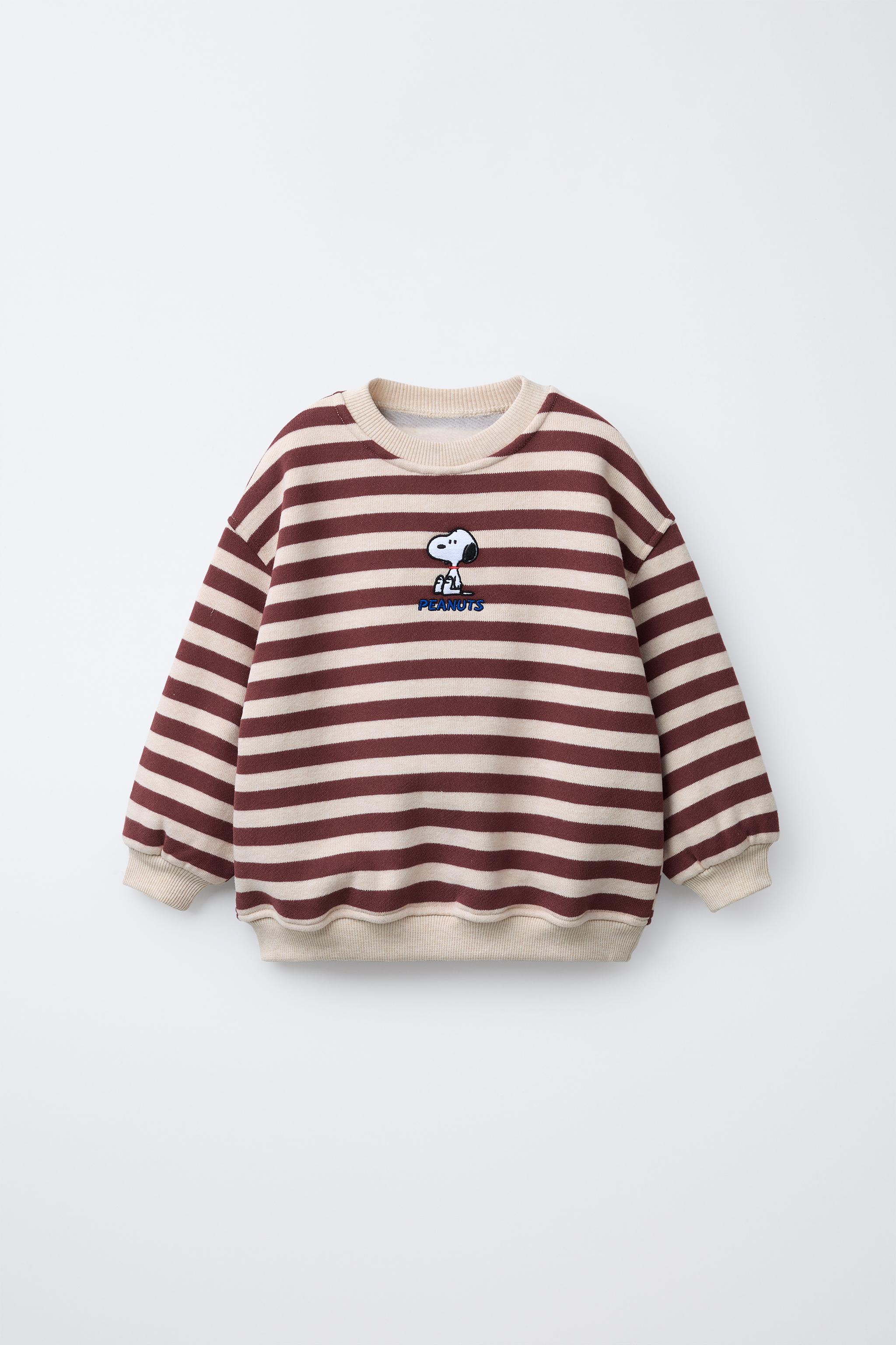 SNOOPY様 STRIPED SNOOPY PEANUTS™ SWEATSHIRT - Brown / Ecru | ZARA