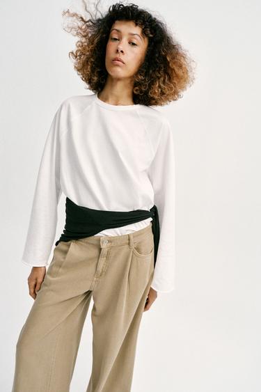 Z1975 WIDE-LEG HIGH-WAIST JEANS WITH DARTS - Sand by Zara - Image 1