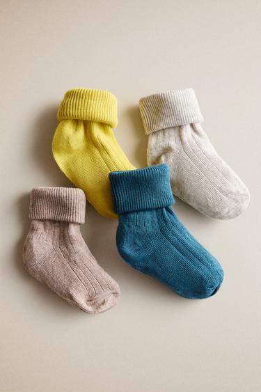 CHAUSSETTES BÉBÉ MULTICOLORES (LOT DE 4) - Gris / Marron clair de Zara - Image 4