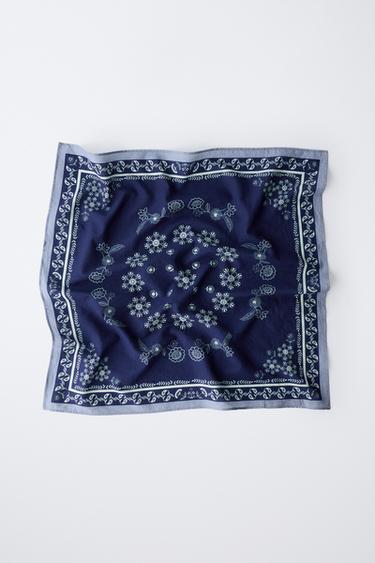 FLORAL PRINT SQUARE BANDANA - Blue by Zara - Image 2