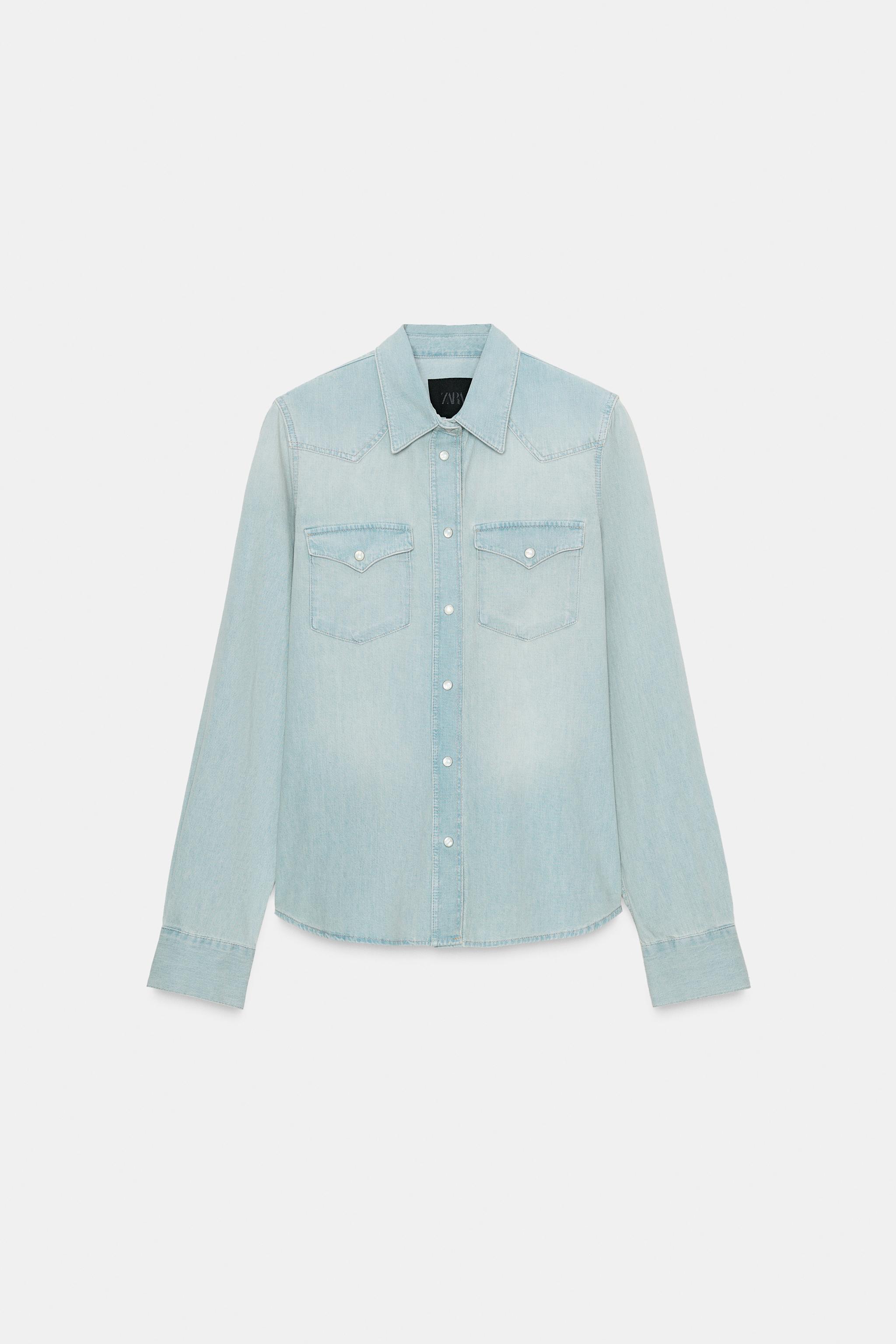 dadaページ ZW COLLECTION PLEATED DENIM SHIRT - Blue | ZARA United States
