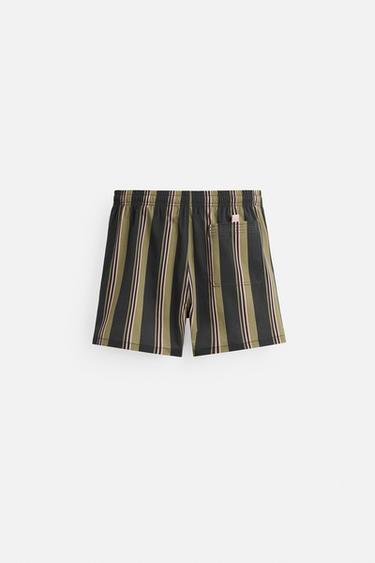 STRIPED REGULAR SWIMMING TRUNKS - Khaki by Zara - Image 7