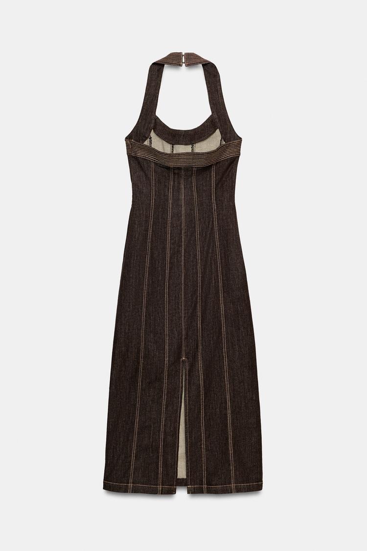 Vestido midi halter de mezclilla 8