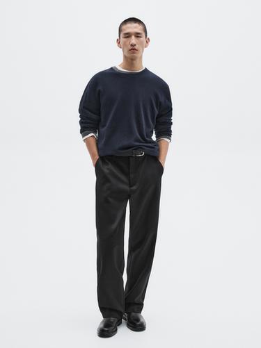 Zara Knit 100% cashmere sweater with crew neck - LIMITED - Navy blue