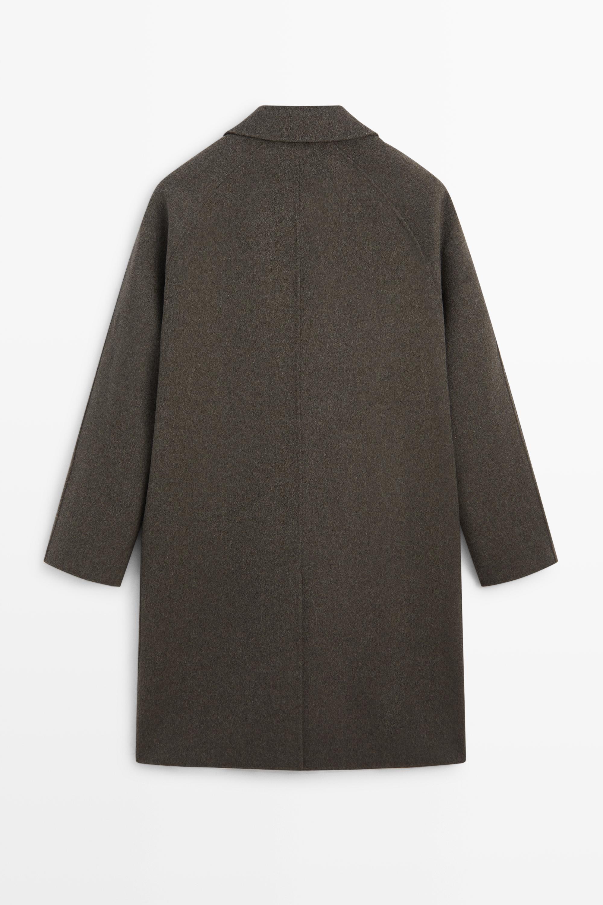 Manteau long tissu double laine mélangée
