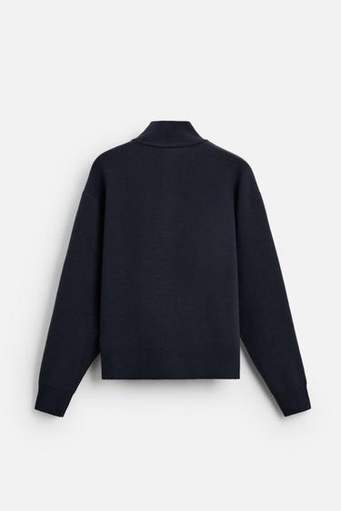 ZIP-COLLAR SWEATER - Navy blue by Zara - Image 6