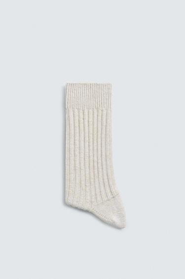 IRREGULAR RIBBED SOCKS - Ecru by Zara - Image 1