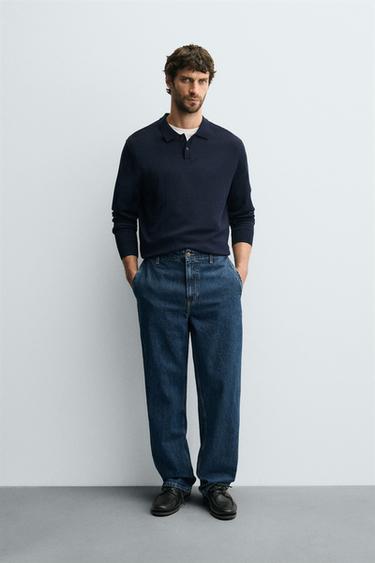 STRAIGHT-LEG DENIM CHINO TROUSERS - Blue by Zara - Image 0
