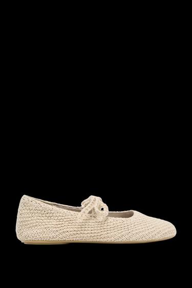 CROCHET BOW BALLERINAS - Ecru by Zara - Image 0