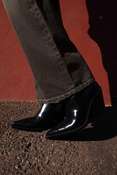 Zara COWBOY HEELED ANKLE BOOTS - Black - Image 0
