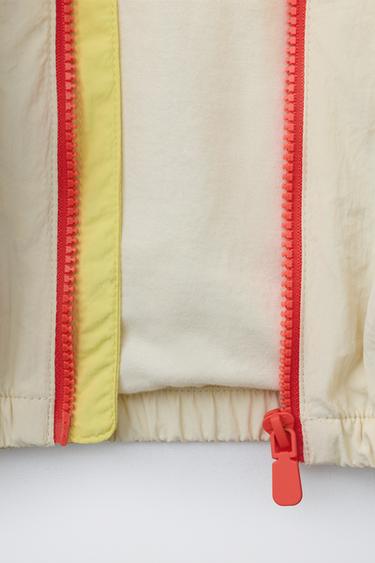 LIGHTWEIGHT COLOUR BLOCK RAINCOAT - Ecru/Yellow by Zara - Image 4