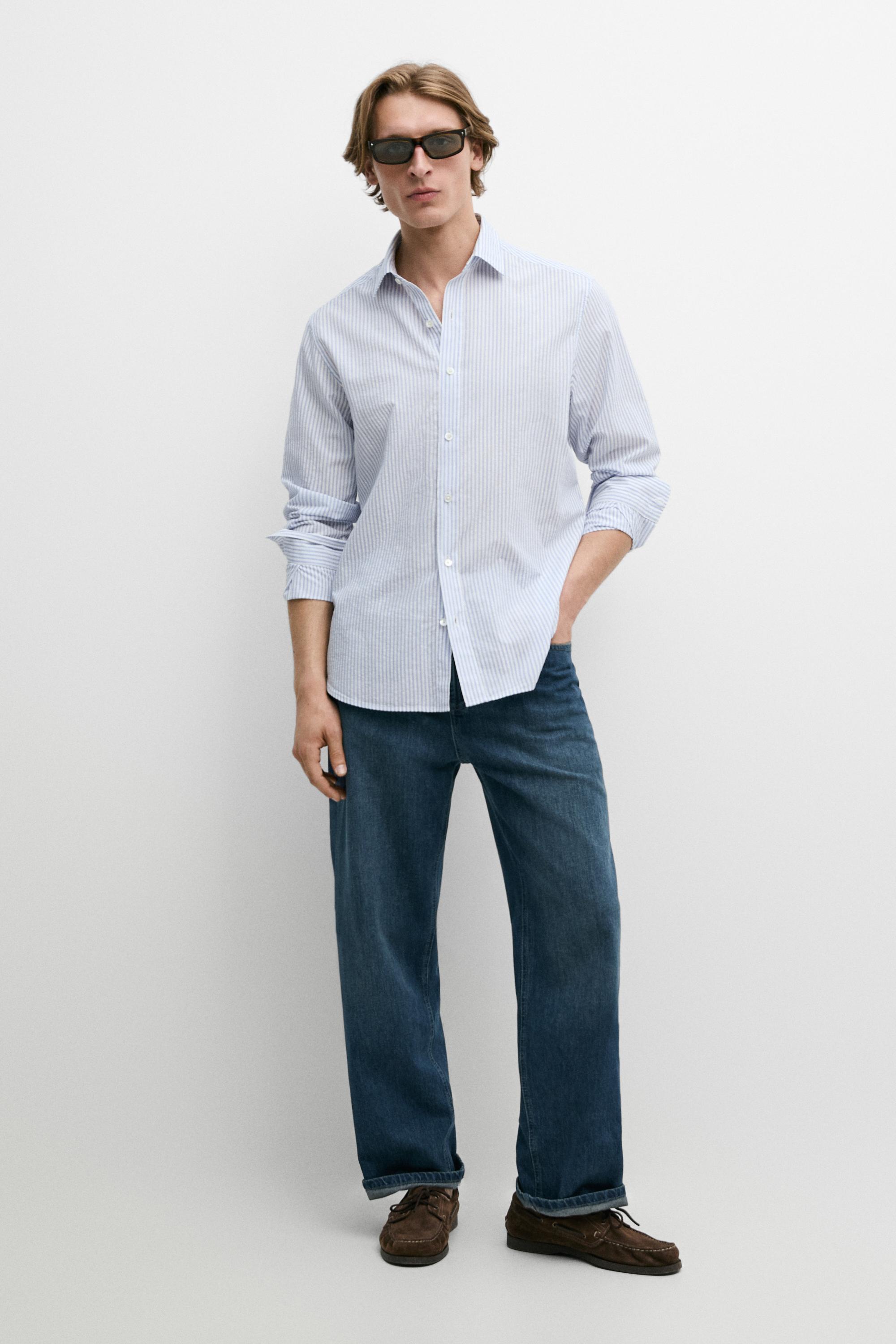 100% cotton regular fit striped shirt