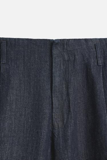 PANTALON DENIM WIDE FIT CROPPED - Indigo de Zara - Image 7
