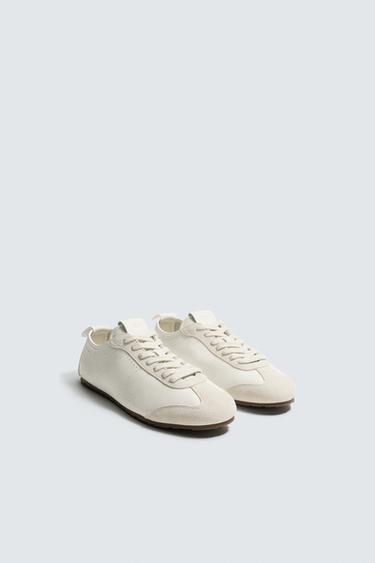 LEATHER TRAINERS - White by Zara