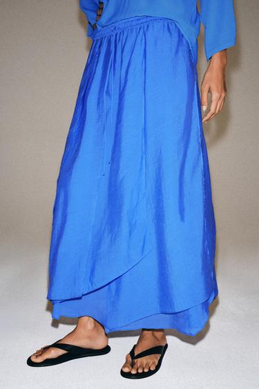 ROK MET VOLANTS ZW COLLECTION - Blauw van Zara