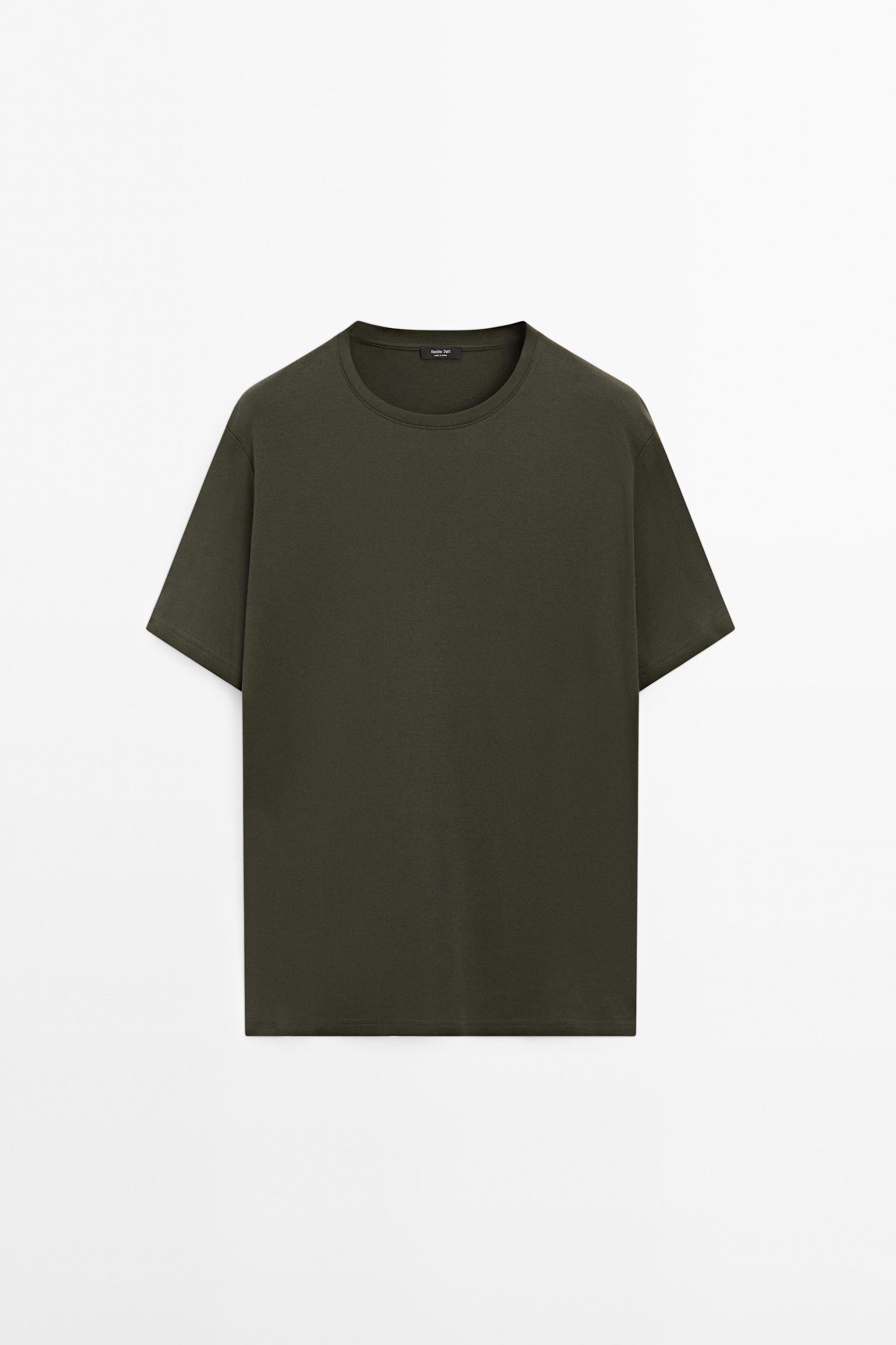 100% mercerised cotton T-shirt — Khaki