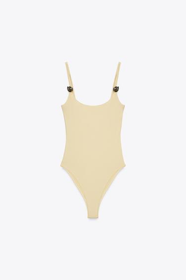 SEASHELL POLYAMIDE BODYSUIT - Yellow by Zara