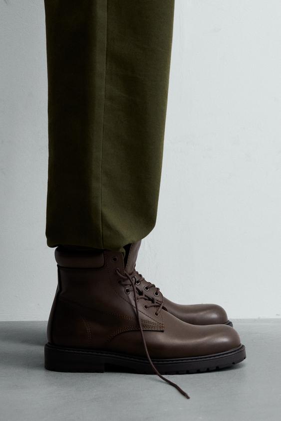 BOTA CORDONES - Marrón de Zara - Imagen 0