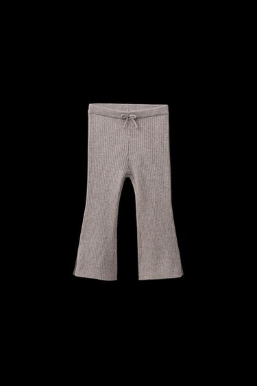 Zara KNIT FLARE LEGGINGS - Taupe gray