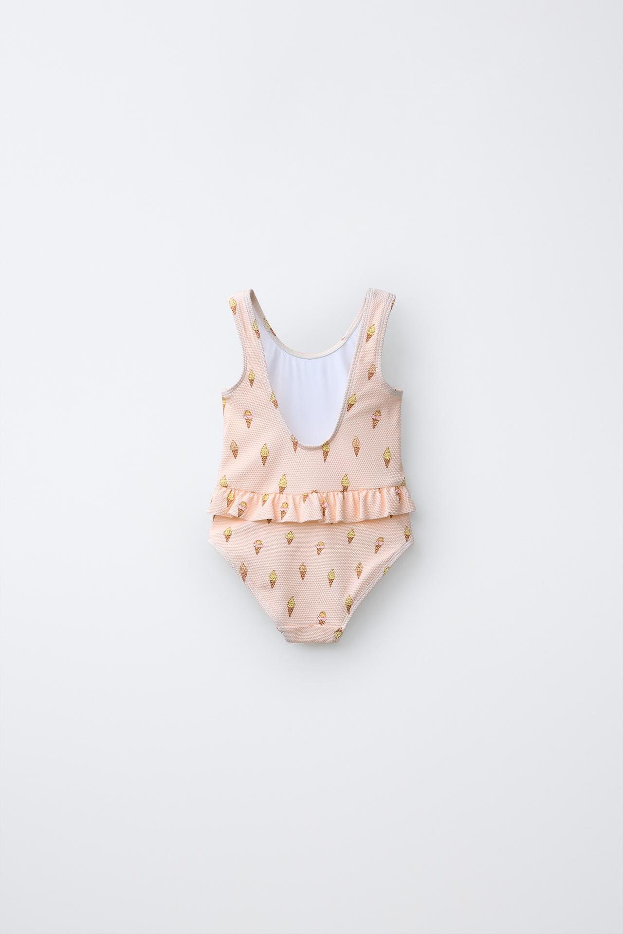 1-6 YEARS/ ICE CREAM PRINT SWIMSUIT — Pink
