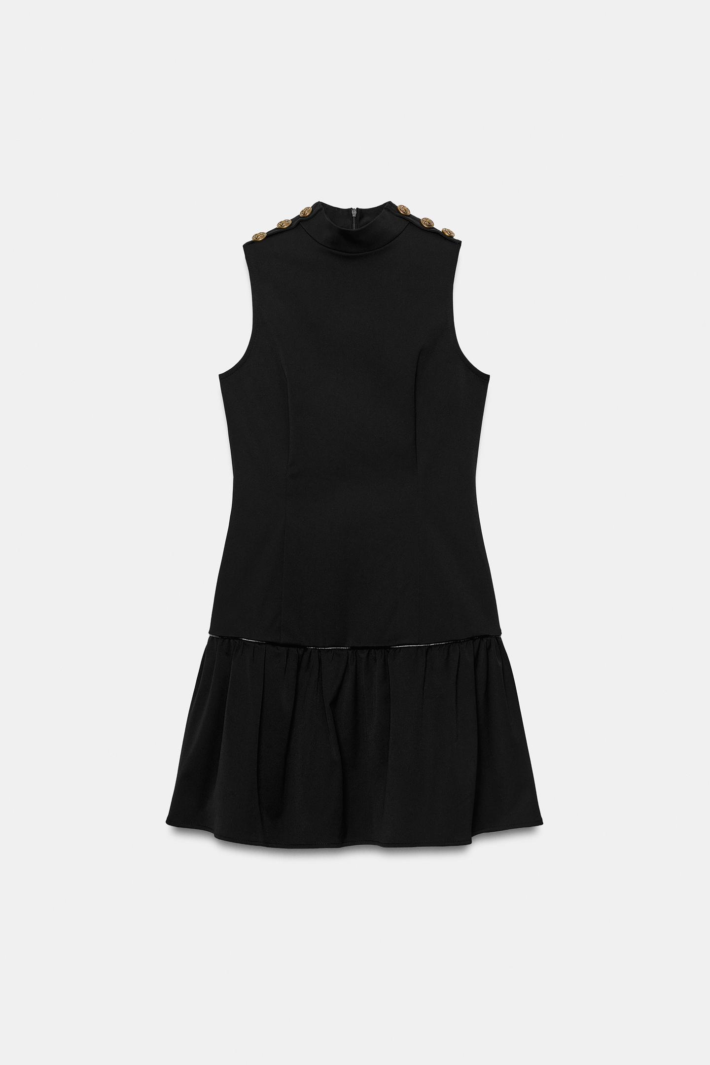 Женское платье Zara Button Detail Short, цвет: Чёрный — фото 8