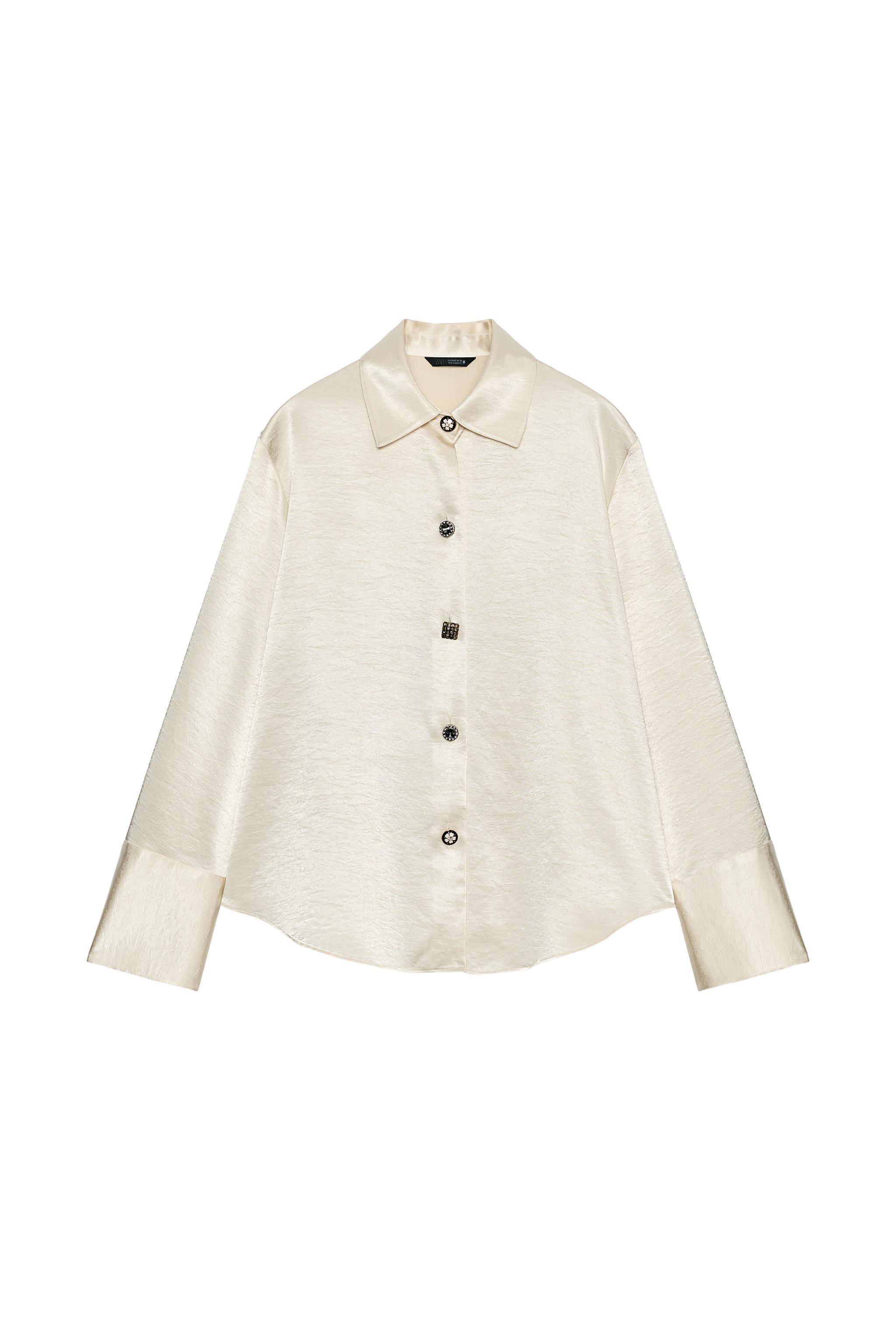 CAMISA SATINADA BOTONES JOYA