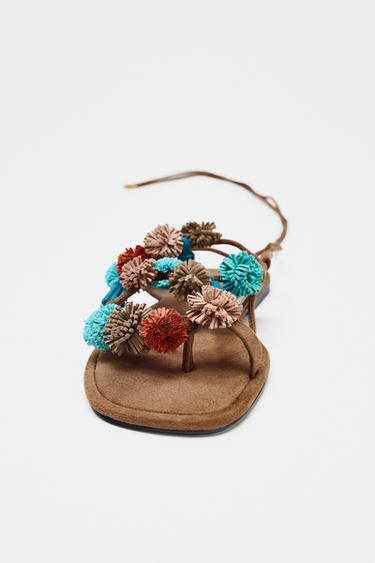 BEADED STRAPPY SANDALS - Multicoloured by Zara - Image 3