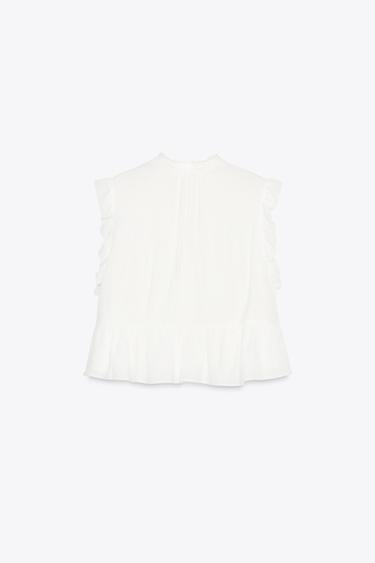 EMBROIDERED RUFFLE SHIRT - White by Zara - Image 5