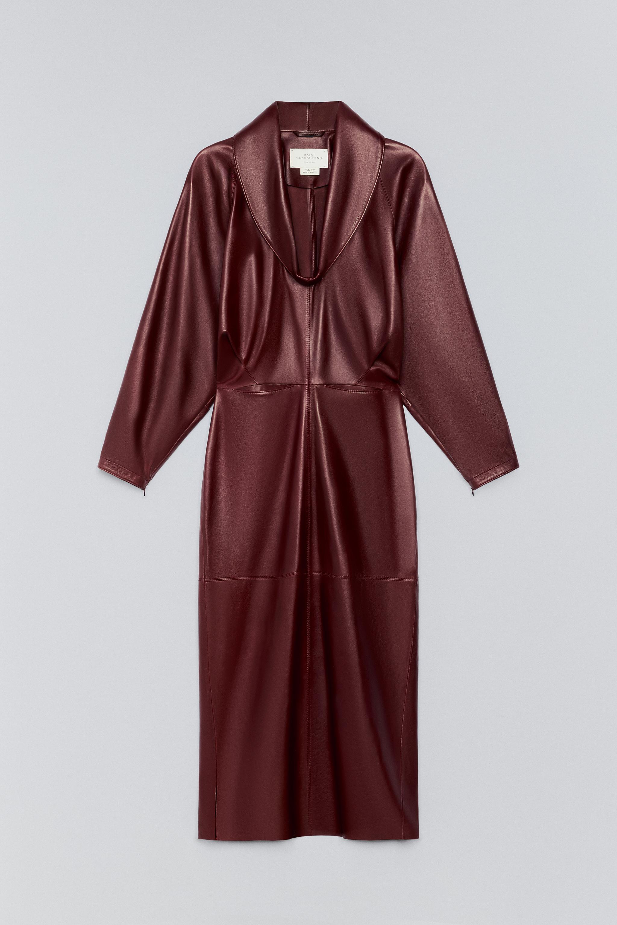 100% LEATHER PUFFED-BODY DRESS