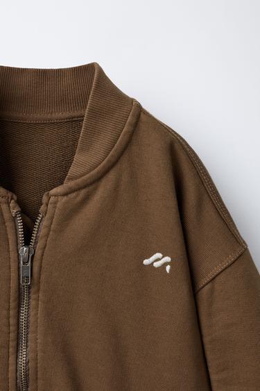 FLEECE LOGO BOMBER JACKET - Light brown by Zara - Image 2